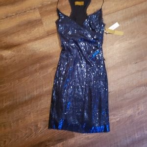 NICOLE MILLER Blue sequined cocktail dress